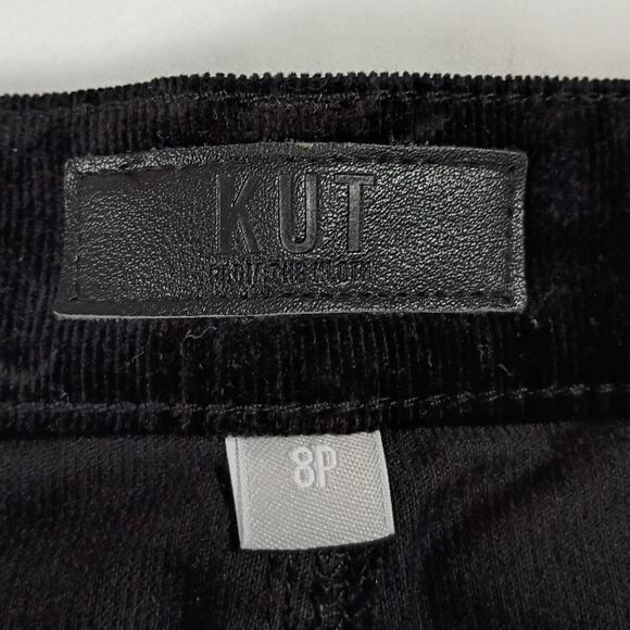 KUT 8P Catherine Boyfriend Micro Corduroy Black Cotton/Spandex Blend Pants - Picture 2 of 11